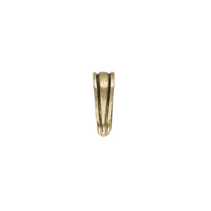 Bail, ice-pick, antiqued brass, 13x4mm triangle with lines, 10mm grip length. Sold individually.