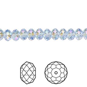 Bead 144pk light sapphire shimmer 2X, Crystal Passions&reg; 6x4mm rondelle 5040