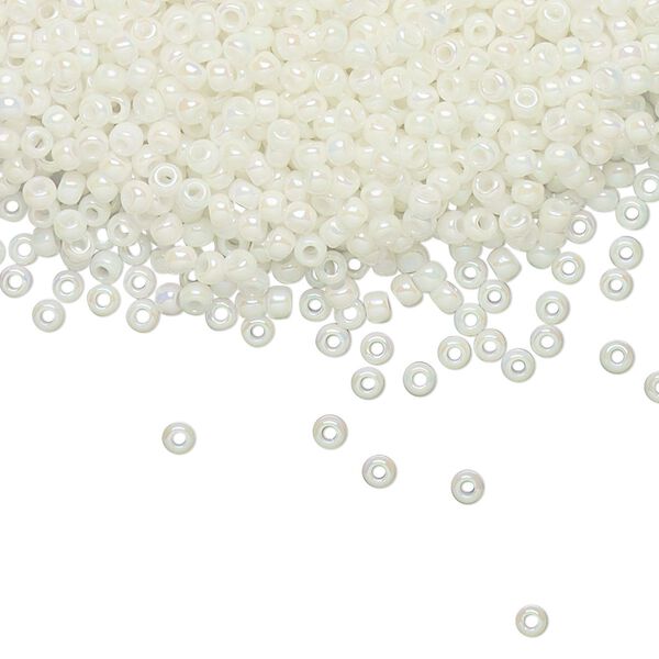 Seed bead, TOHO BEADS&reg;, glass, pkg/50g, #11 round, opaque rainbow white (TR-11-401). image number 0