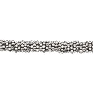 Bead 1pkg1troyoz sterling silver, 5.5x1.5mm beaded rondelle, antiqued