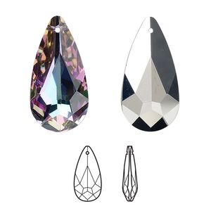 Drop 36pk crystal vitrail light, Swarovski&reg; 24x12mm pendant teardrop 6100