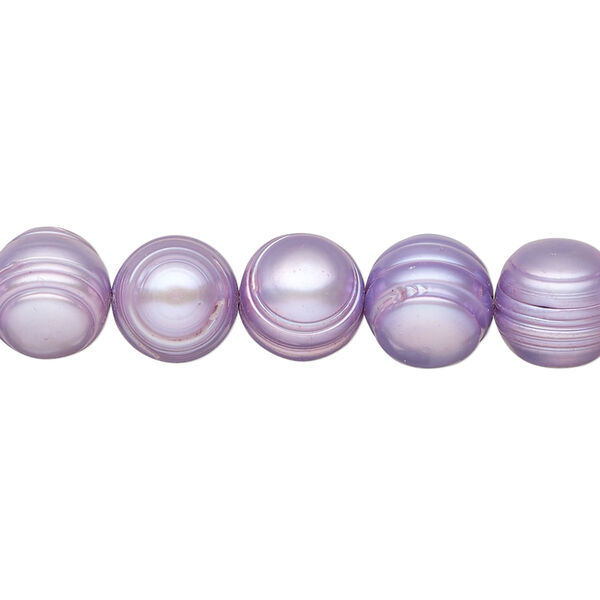 Freshwater pearl 1pkg1, semi-round, 15.5-16 inch dark lavender 10-11mm cultured image number 0