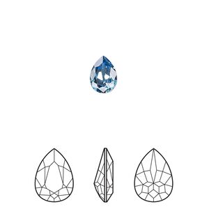 Fancy stone 4pk cool blue foil back, Crystal Passions&reg; Regenerated 8x6mm pear 4320