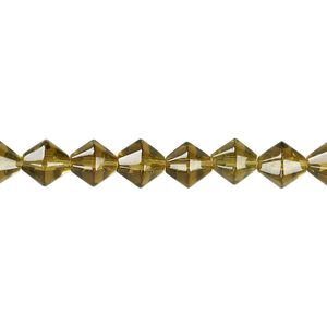 Bead, glass, olive, 6-7mm faceted bicone. Sold per 12-inch strand.