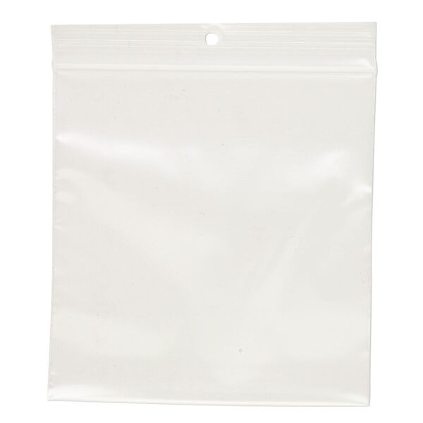 Bag, Tite-Lip&trade;, plastic, clear, 4x4-inch top zip with top hole. Sold per pkg of 1,000. image number 1
