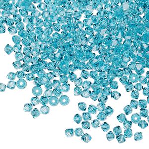 Bead 144pk blue zircon, Preciosa Czech crystal 3mm bicone