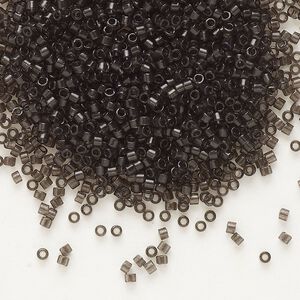 Seed bead, Delica&reg;, glass, pkg/7.5g, #11 round, transparent outside dyed charcoal (DB-1319).
