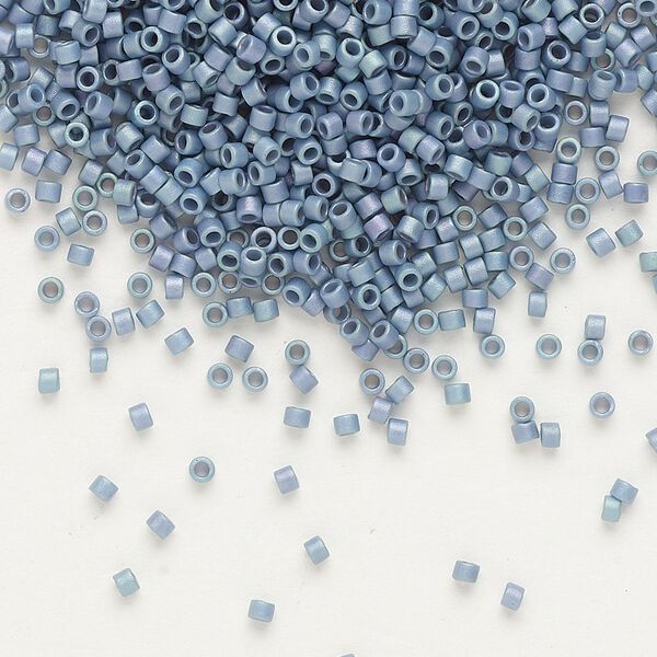 Seed bead, Delica&reg;, glass, pkg/50g, #11 round, opaque matte rainbow steel blue (DB-0376). image number 0