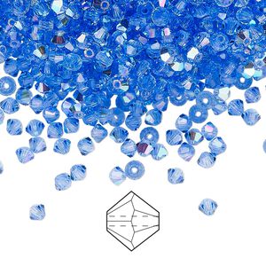 Bead 48pk sapphire glitter, Preciosa Czech crystal 3mm bicone