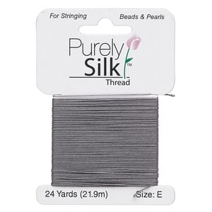 Thread, Purely Silk&trade;, 3-ply, dark grey, size E. Sold per 24-yard card.