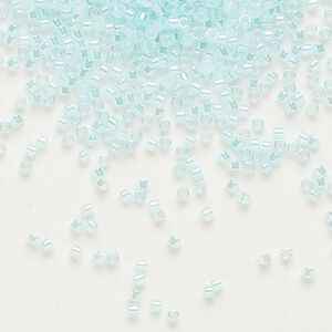 Seed bead, Delica&reg;, glass, pkg/7.5g, #11 round, opaque inside dyed color luster light aqua (DB-0239).