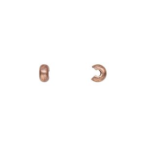 Crimp cover, antique copper-plated brass, 4mm smooth round. Sold per pkg of 100.