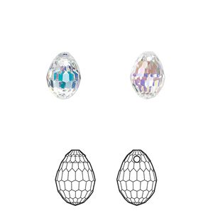 Drop 2pk crystal AB, Crystal Passions&reg; 10x7mm pendant teardrop 6002