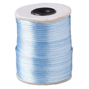 Cord, Satinique&trade;, satin, light blue, 2mm. Sold per 200-foot spool.