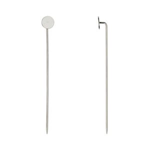 Hat pin 1pkg6 stainless steel, 2.75 inch / 8mm round flat pad, 18 gauge