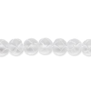 Quartz crystal 1pkg1, frosted hand-cut carved round bead natural 15.5-16 inch 6-8mm