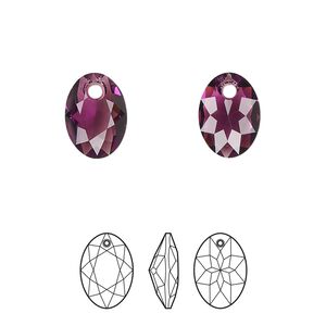 Drop 2pk amethyst, Crystal Passions&reg; 11.5mm pendant elliptic cut 6438