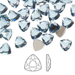 Flat back 144pk aquamarine foil back, Swarovski&reg; 7mm trilliant 2472