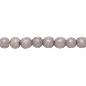 Bead 1pkg1, Taiwanese cheesewood (dyed / waxed), grey, 5-6mm round, 15-1/2 to 16 inches.
