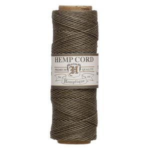 Cord, Hemptique&reg;, polished hemp, sage, 0.5mm, 10-pound test. Sold per 205-foot spool.