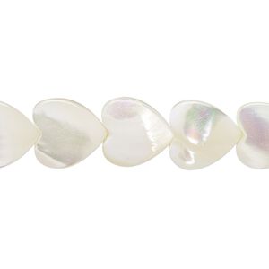 Mother-of-pearl shell 1pkg1, heart bead 15.5 to 16 inch white 12mm heart