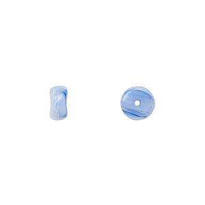 Bead, Czech pressed glass, opaque blue/white, 7x3mm rondelle. Sold per 15" to 16" strand.