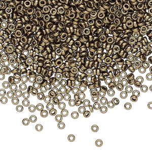 Seed bead, Miyuki, glass, pkg/250g, 2.2x1mm spacer rondelle, opaque metallic dark bronze, (SPR2.2-457).