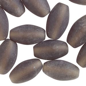 Bead, lampworked glass, translucent dark grey, 20x10mm oval. Sold per 2-ounce pkg, approximately 20 beads.