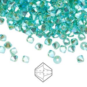 Bead 48pk Caribbean Sea AB 2X, Preciosa Czech crystal 4mm bicone