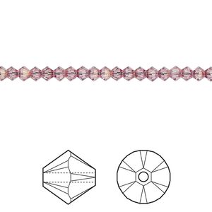 Bead 48pk dark rose, Crystal Passions&reg; 3mm bicone 5328
