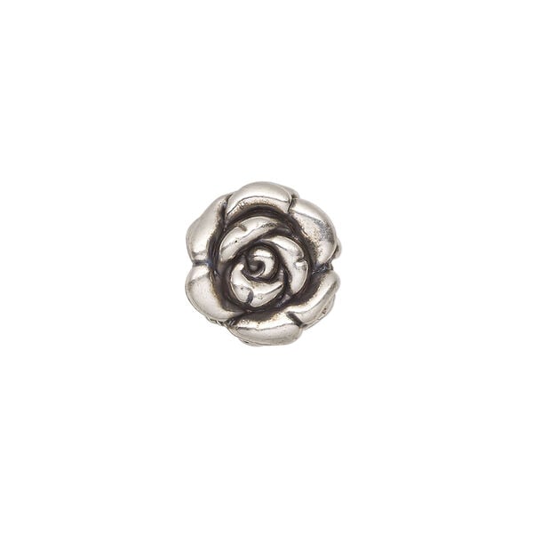 Bead 1pkg1 sterling silver, 13x9mm rose, electroformed / antiqued JBB Findings image number 0