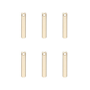 Drop, 14Kt gold-filled, 13x2mm smooth bar. Sold per pkg of 6.