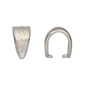 Bail, TierraCast&reg;, "Hammertone" collection, ice-pick, white bronze-plated pewter (tin-based alloy), 16x9mm with hammered design and 12mm grip. Sold per pkg of 20.