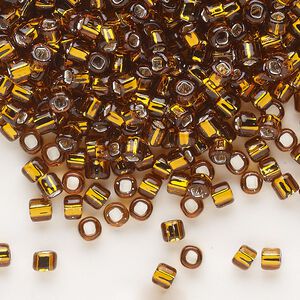 Seed bead, Dyna-Mites&trade;, glass, silver-lined translucent root beer, #6 round with square hole. Sold per 40-gram pkg.