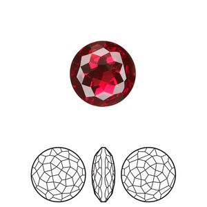 Round stone 48pk scarlet foil back, Swarovski&reg; 14mm fancy round 1383