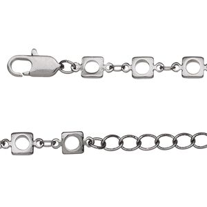 Chain 1pkg1 oval & square, 2mm / 5mm open / lobster claw clasp, gunmetal-finished brass 18 inch