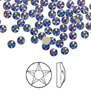 Flat back 144pk crystal AB foil back, Crystal Passions&reg; 3.8-4mm round SS16 2100