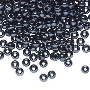 Seed bead, Preciosa Ornela Czech glass, pkg/500g, #6 rocaille, opaque hematite black, (49102).
