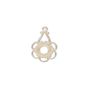 Drop, glue-in, 14Kt gold-filled, 15x11mm flower with 5mm round setting and open back. Sold individually.