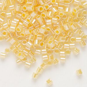Seed bead, Delica&reg;, glass, pkg/50g, #8 round, opaque inside dyed color luster light daffodil (DBL-0233).