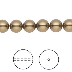 Pearl 50pk antique brass, Crystal Passions&reg; 8mm round 5810