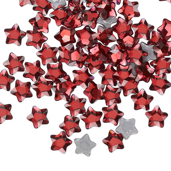 Flat back 360pk scarlet foil back, Swarovski&reg; hotfix 6mm star flower 2754 image number 0