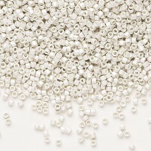Seed bead, Delica&reg;, glass, pkg/50g, #11 round, opaque silver-plated matte (DB-551F).
