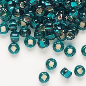 Seed bead, Preciosa Ornela Czech glass, pkg/50g, #2 rocaille, transparent silver-lined teal, (57710).