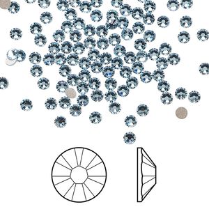 Flat back 144pk aquamarine foil back, Crystal Passions&reg; 2.5-2.7mm rose round SS9 2058