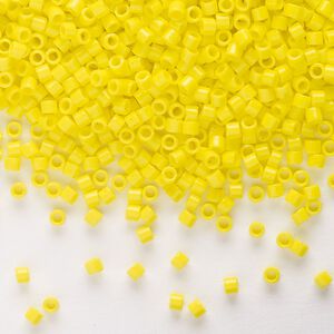 Seed bead, Delica&reg;, glass, pkg/250g, #10 round, opaque yellow (DBM-0721).