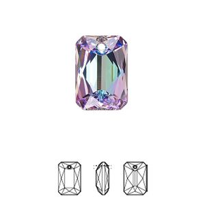Drop 24pk crystal vitrail light P, Swarovski&reg; 16x11.5mm pendant emerald cut 6435