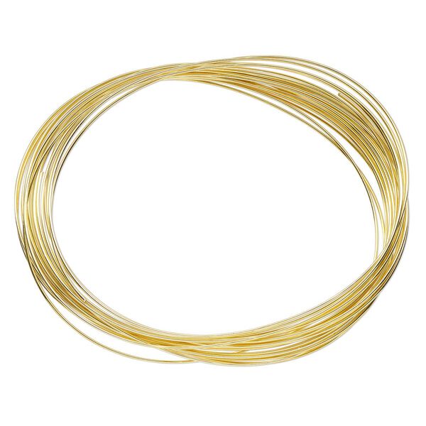 Memory wire, Beadalon&reg;, gold-plated carbon steel, 3x2-1/4 inch oval bracelet, 0.6-0.75mm thick. Sold per 0.35-ounce pkg, approximately 20 loops. image number 0
