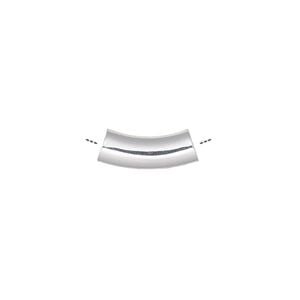 Bead 1pkg10 silver-plated, 15x5mm curved tube, brass