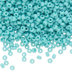 Seed bead, Miyuki, glass, pkg/250g, #8 rocaille, opaque matte sea opal, (RR-412L/F).